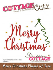 Cottage Cutz Die - Merry Christmas Phrase with Tree