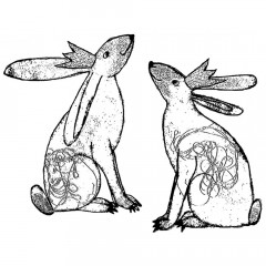 Unmounted Rubber Stamps - Crowned Bunnies
