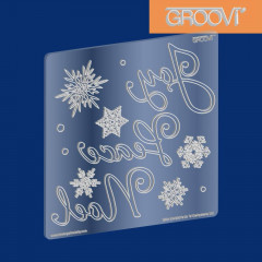 Groovi Plate Xmas Words and Small Snowflakes