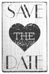 Holzstempel - Vintage Save the Date Heart