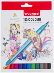 Bruynzeel Fineliner Brush Pen Set 12er Set