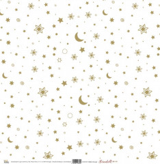 Designpapier 12x12 Sternenlicht - Mond, Sterne gold