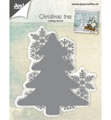 Schneideschablone - Tannenbaum mit Schneeflocken