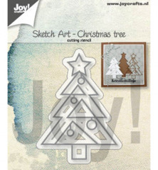 Stanzschablone - Sketch Art Christmas Tree