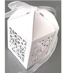 Filigree Paper Box - Flowers White