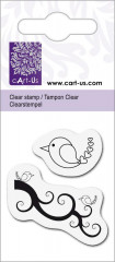 Mini Clear Stamps Vogel mit Schnörkel