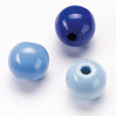 Holzperlen 4mm, blau gemischt