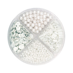 Perlen + Pailletten Set weiß            