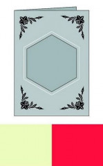 Reliefkarte Sechseck elfenbein/rot