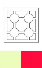 Karte rund quadratisches Banner elfenbein/rot
