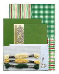 Weihnachtenkarten Kreuzstichset tannengrün