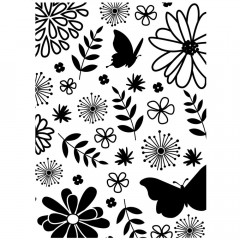 Embossing Folder - Floral Butterfly Background