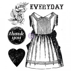 Clear Stamps - Anna Marie 2 - Dress, Heart, Flowers and Words