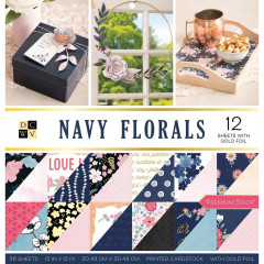 Navy Floral 12x12 Paper Stack