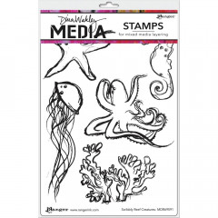 Dina Wakley Media Cling Stamps - Scribbly Reef Creatures