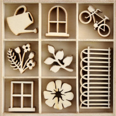 Wood Mini Themed Embellishments - Flower Shoppe