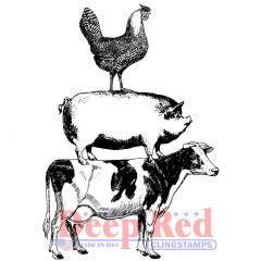 Deep Red Cling Stamps - Farm Animal Stack