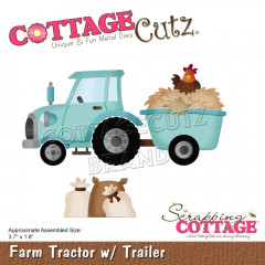 Cottage Cutz Die - Farm Tractor W/Trailer