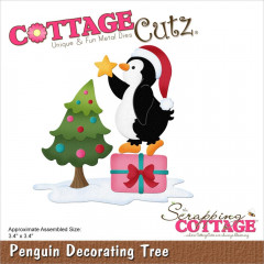 Cottage Cutz Die - Penguin Decorating Tree