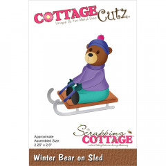 Cottage Cutz Die - Winter Bear On Sled