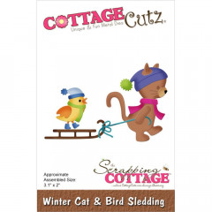 Cottage Cutz Die - Winter Cat and Bird Sledding