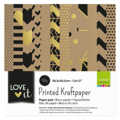 Love It Printed Kraft 12x12 Paper Pad
