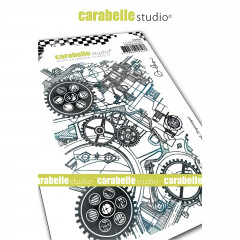 Carabella Cling Stamps - Background Engrenages