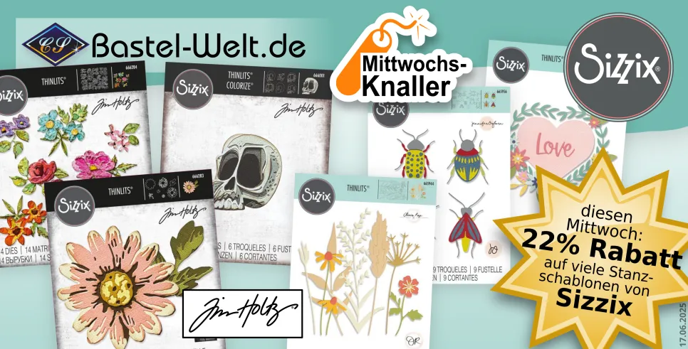 nur am Mittwoch: 22% Rabatt auf viele Stanzschablonen von Sizzix!
