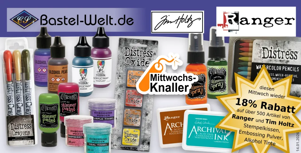 18% Rabatt auf vieles von Ranger und Tim Holtz!