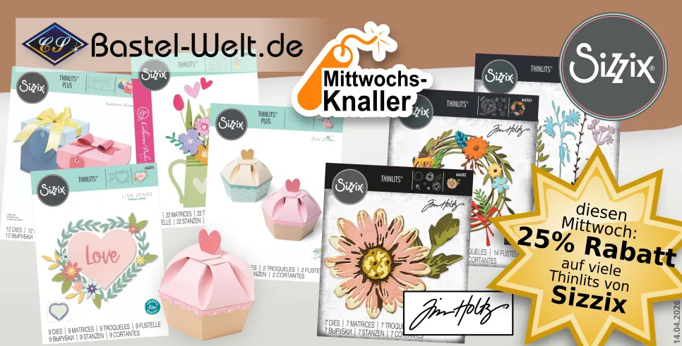 viele Thinlits von Sizzix am Mittwoch mit viel Rabatt!