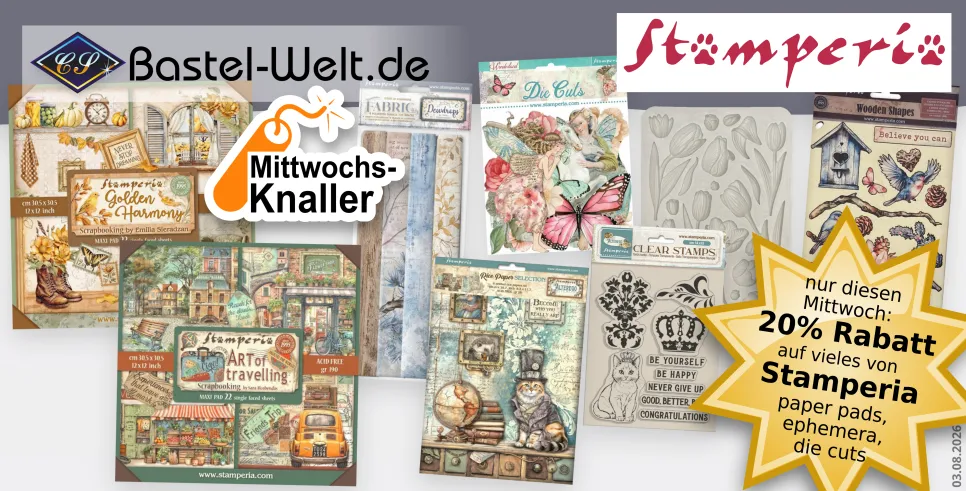 20% Rabatt auf vieles von Stamperia - nur am Mittwoch!