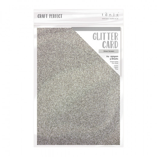 Tonic Studios glitter card - silver screen