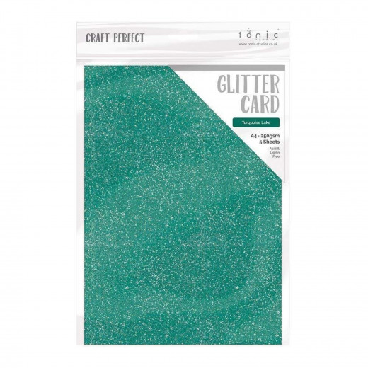 Tonic Studios glitter card - turquoise Lake