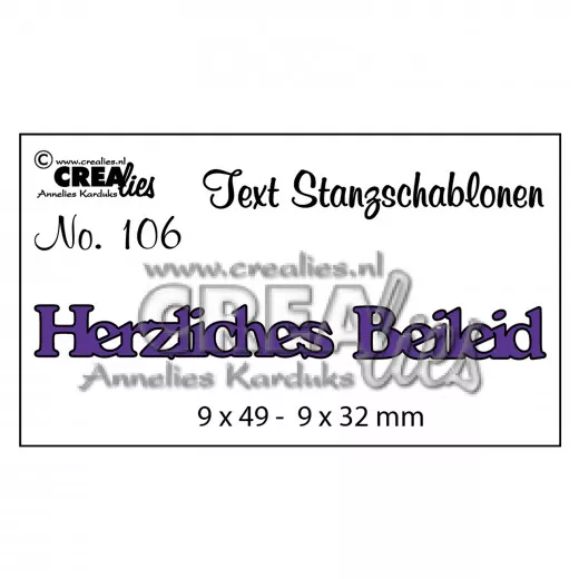 CREAlies Text Stanzschablonen - Nr. 106 - Herzliches Beileid