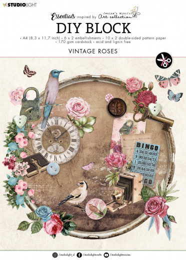 Studio Light A4 DIY Block - Essentials Nr. 44 - Vintage Roses