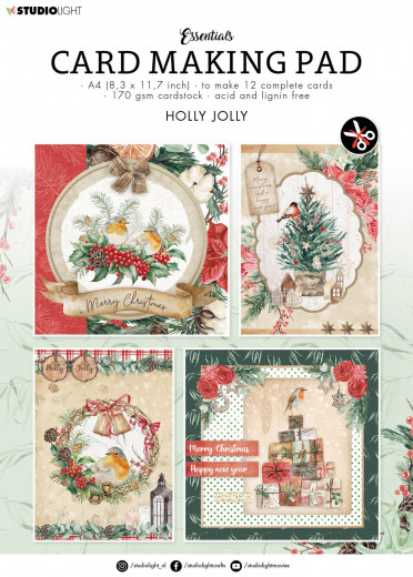 Studio Light A4 Card Making Pad - Essentials Nr. 09 - Holly Jolly