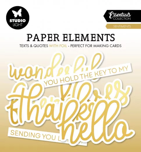 Studio Light - Essentials Nr. 07 - Paper Elements with Gold Foil - Sentiments