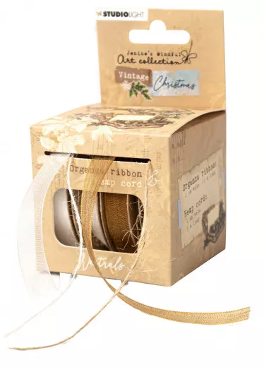 StudioLight - Vintage Christmas Nr. 04 - Organza Ribbon & Hemp Cord - Brown