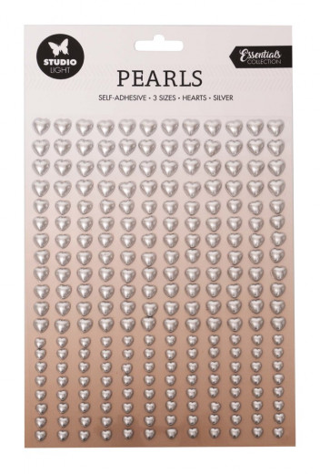 Studio Light Adhesive Pearls - Silver Hearts Essentials Nr. 8