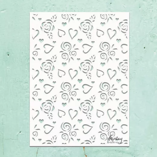 Mintay Kreativa 6x8 Stencil - Hearts & Roses