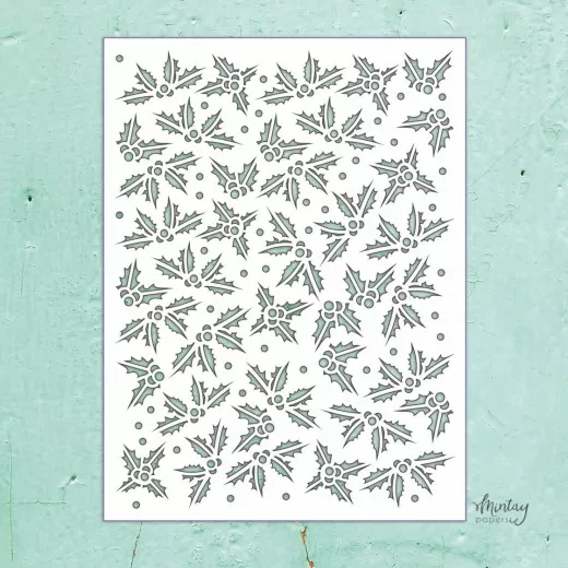 Mintay Kreativa 6x8 Stencil - Holly Leaves