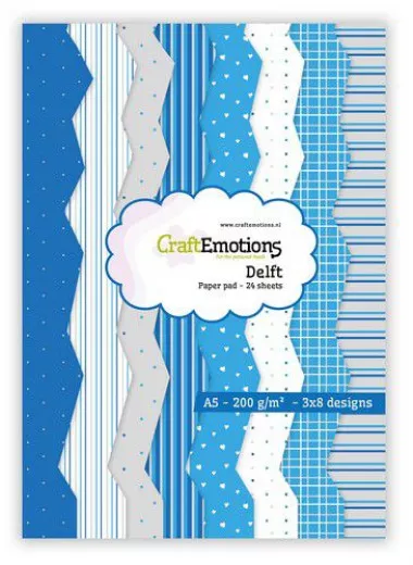 CraftEmotions A5 Paper Pad - Delft Blau