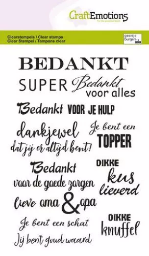 Clear Stamps - Tekst bedankt (NL)