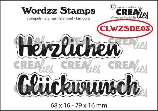 CREAlies Wordzz Clear Stamps - Herzlichen Glückwunsch (DE)