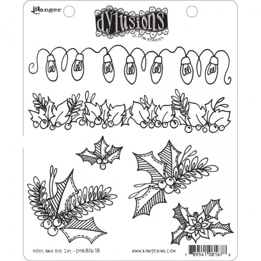 Dylusions Cling Stamps - Christmas Holly and the Ivy