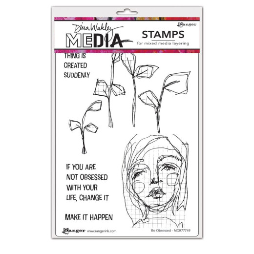 Dina Wakley Media Cling Stamps - Be Obsessed