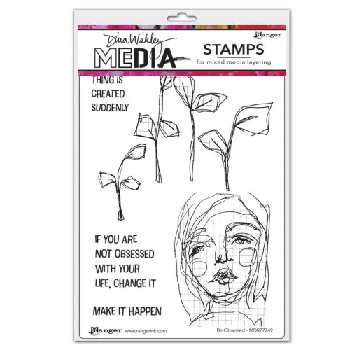 Dina Wakley Media Cling Stamps - Be Obsessed