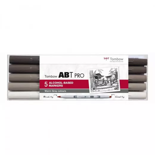 Tombow ABT PRO Alcohol - Dual Brush 5er-Set - Warm Gray