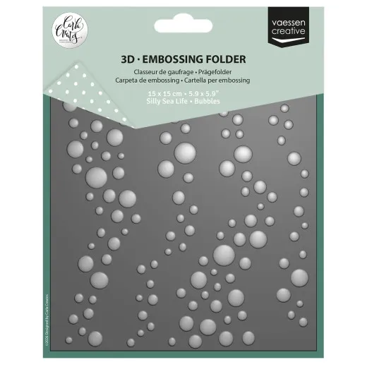 Verpackung des Vaessen 3D Embossing Folders Bubbles 15 x 15 cm mit Blasenmuster
