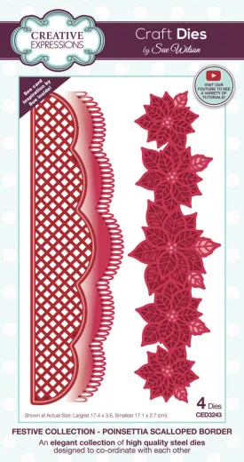 Craft Dies - Sue Wilson Festive Poinsettia Scalloped Border